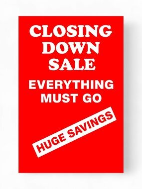 Closing Down Sale. ONLY REASONABLE OFFERS WILL BE CONSIDERED.